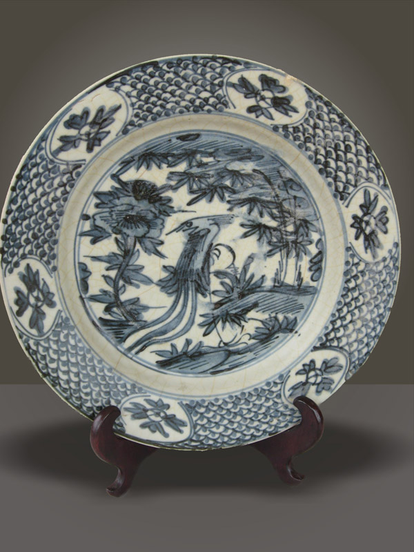 B/W Kraak dish. Ming dinasty.Van Li period. 1640 ca.