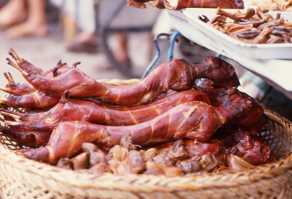 Roast cooked cats. Canton Market, China 1983 - © Carlo Sacco