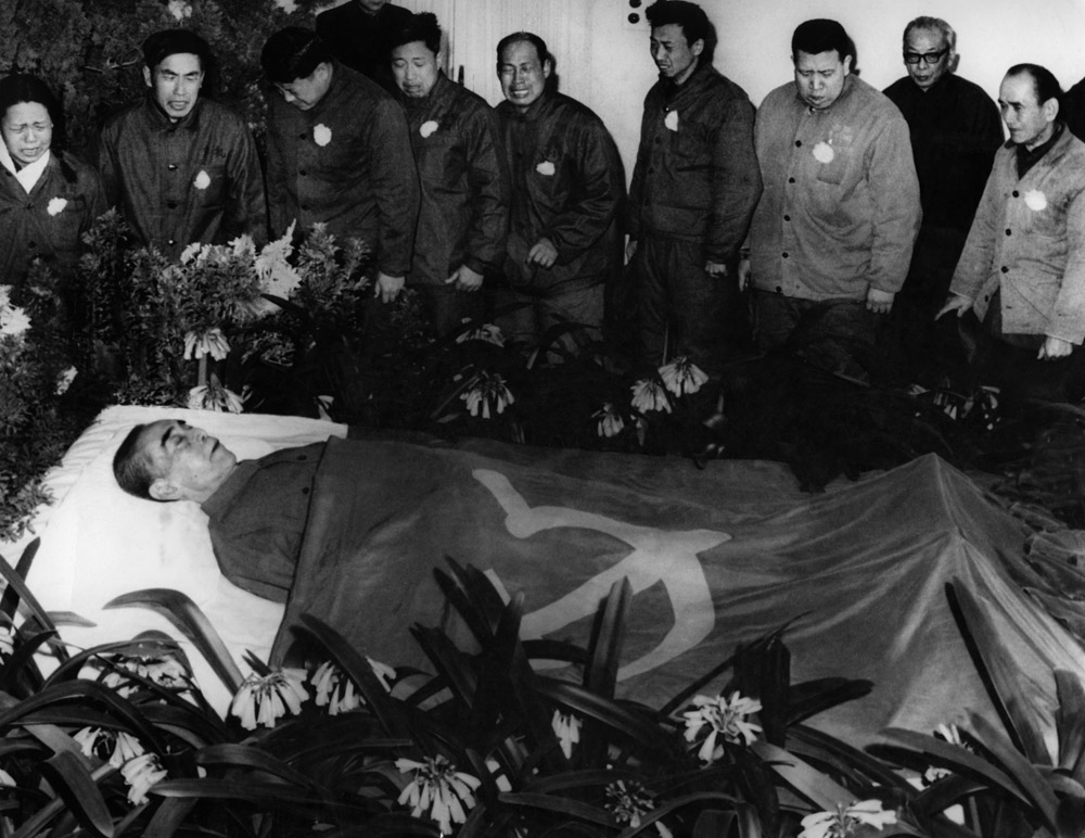 Zhou En Lai on his coffin. January 1976