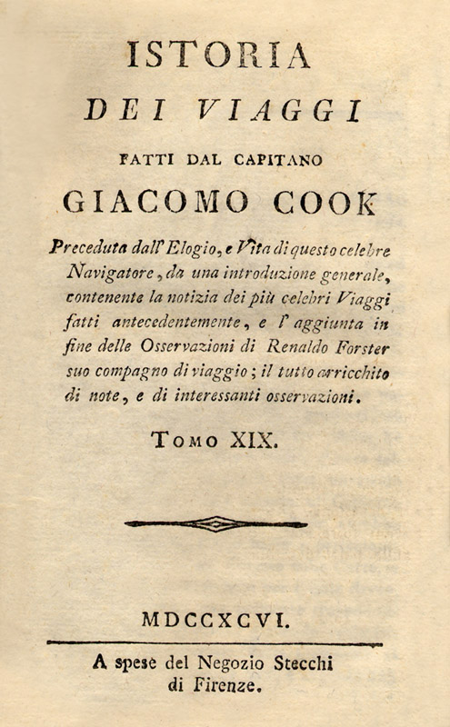 I Viaggi di James Cook 1797 in italian language