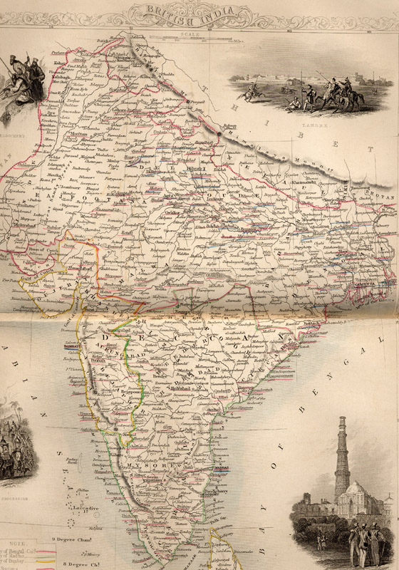 The History of the Indian Mutiny. British India Map, 1846