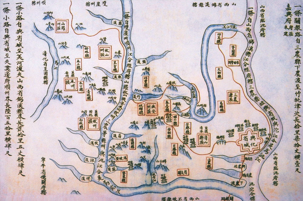 Prefecture map gia-hung, hung hoa province, Tonking