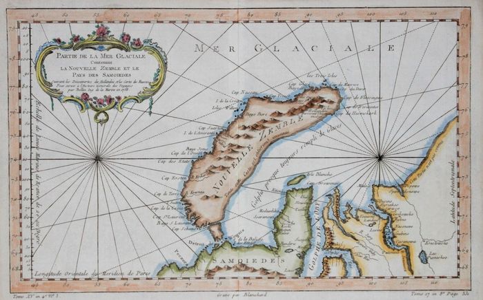 Map of New Zemlja .Bellin 1758