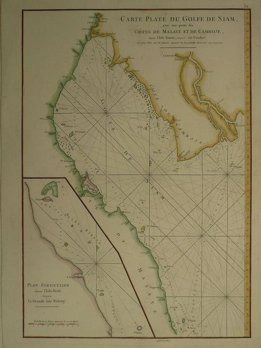 Map of the Gulf of Siam with Malaya and Cambodia.1760