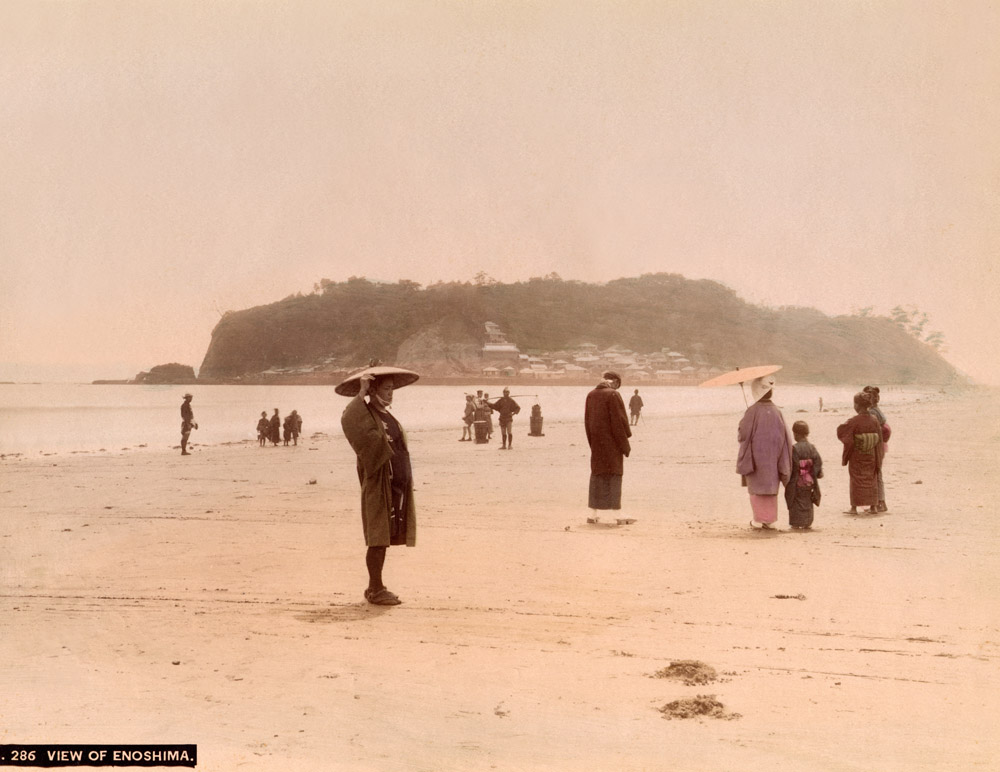 Enoshima. Attributed to Baron Von Stillfried and Anderson.Handcoloured Albumen