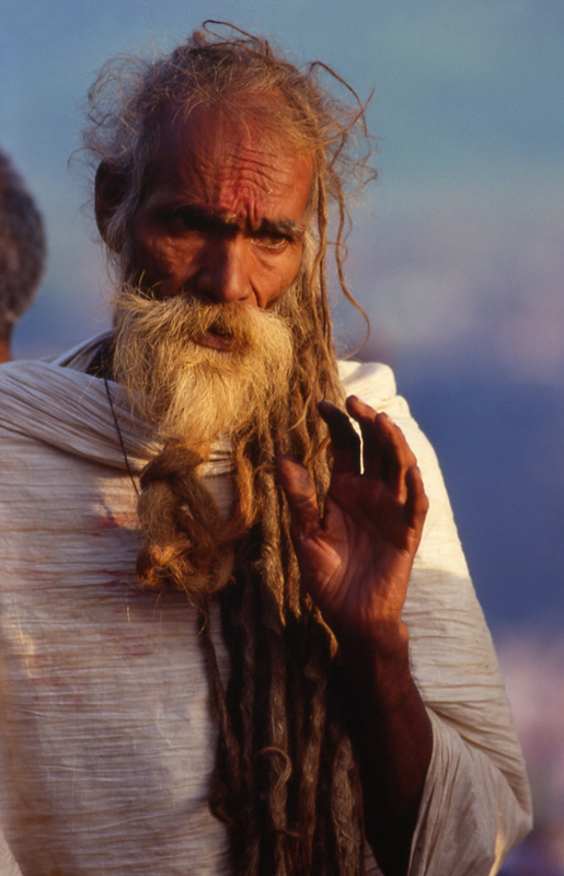 Sadhu with seven meters long hairs. Haridwar, India 1998 - © Carlo Sacco