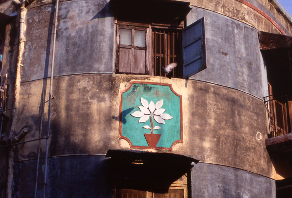 Pigeon's shadow on fatiscent wall. Mumbai, India 1989 - © Carlo Sacco