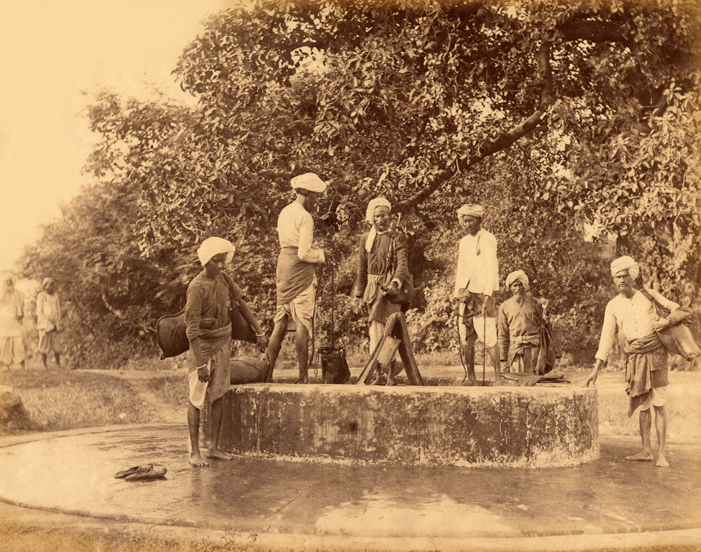 Countrymen near waterpump. Photographer Unknown. Albumen ca.1890