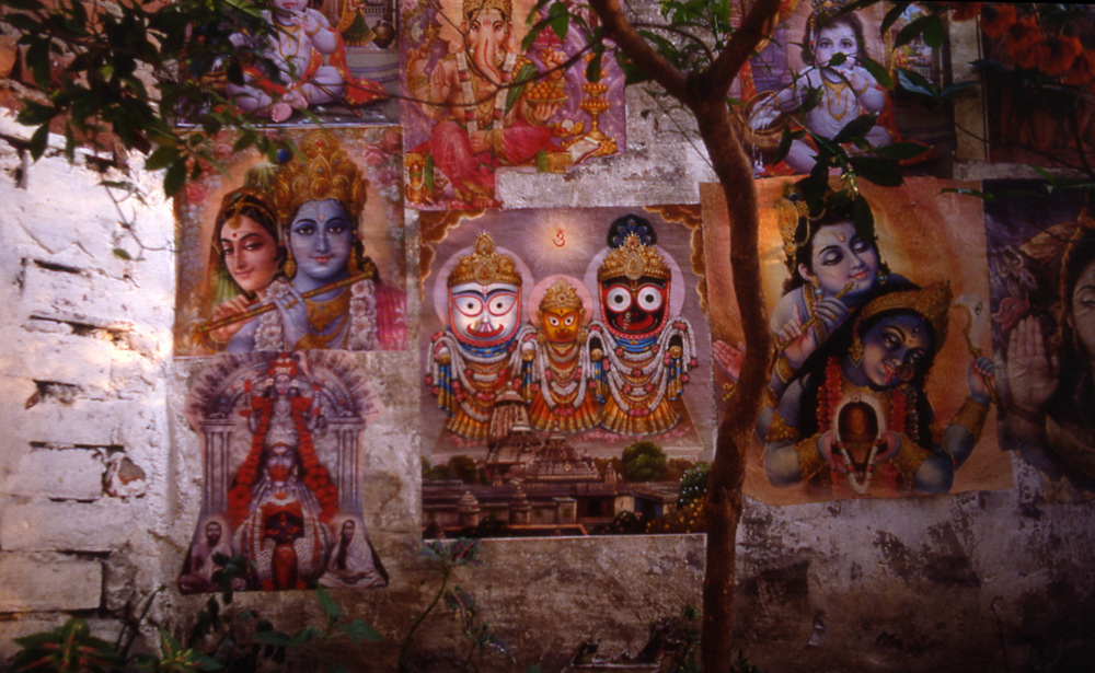 Holy Posters on a wall. Kalighat, Calcutta, India 1998 - © Carlo Sacco