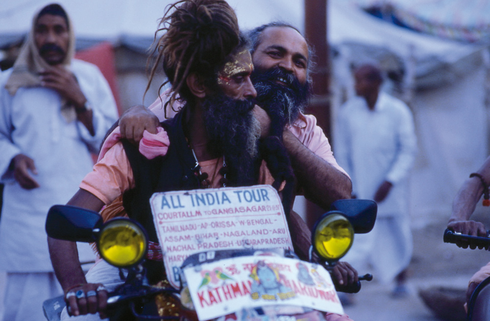 Sadhus on motorbike. Kumbh Mela, Hardwar, India 1998 - © Carlo Sacco