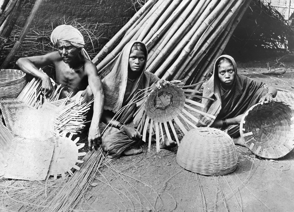 Bamboo basket makers. India 1900 ca