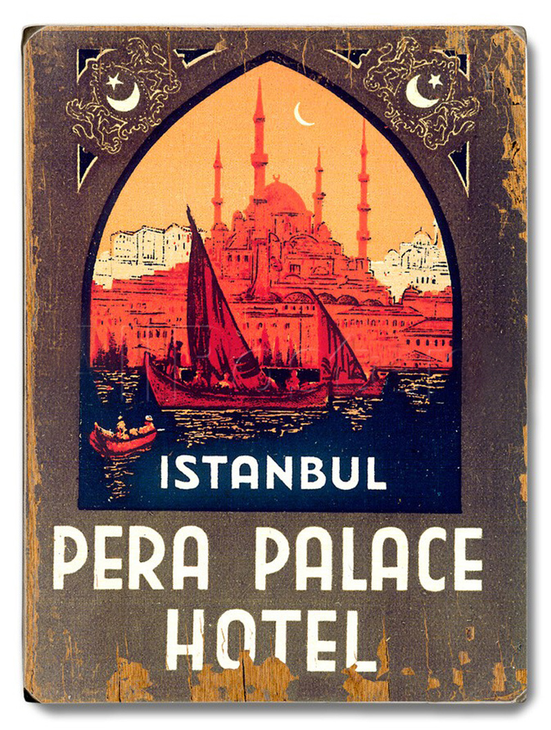 Pera Palace Hotel baggage label. Istanbul, Turkey