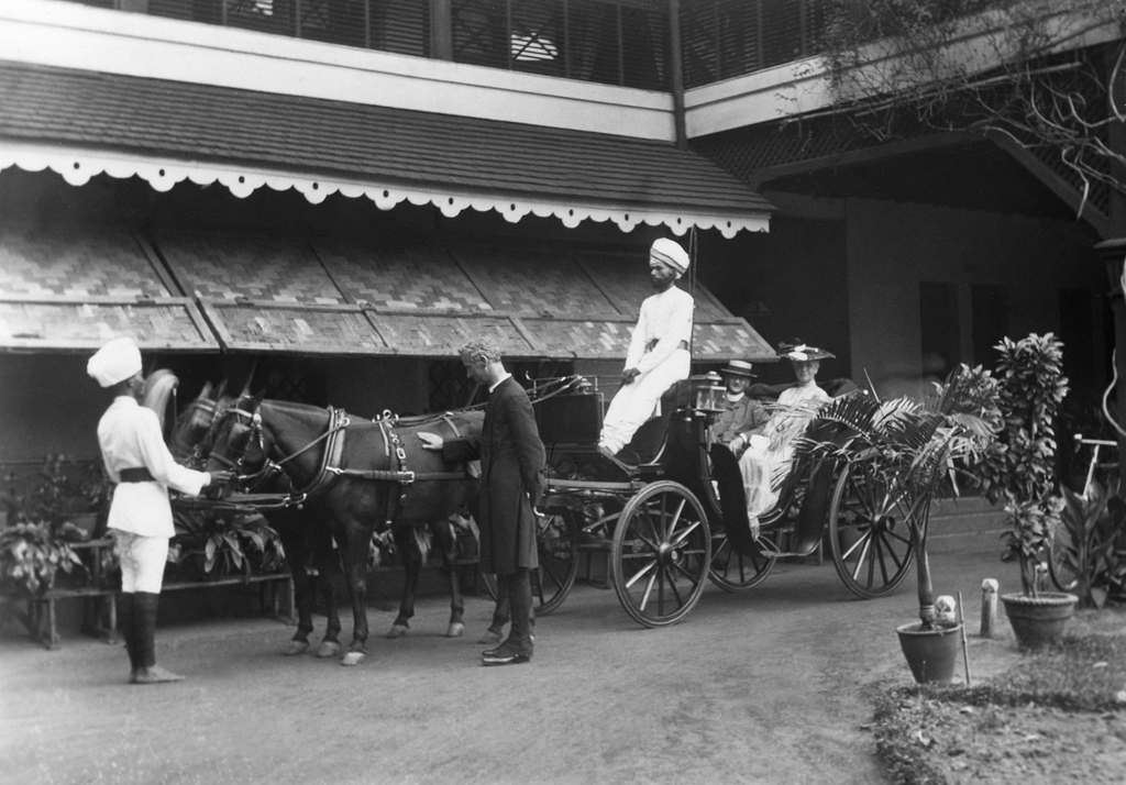 Horse and carriage with clerical gents. Burma. 1910 ca