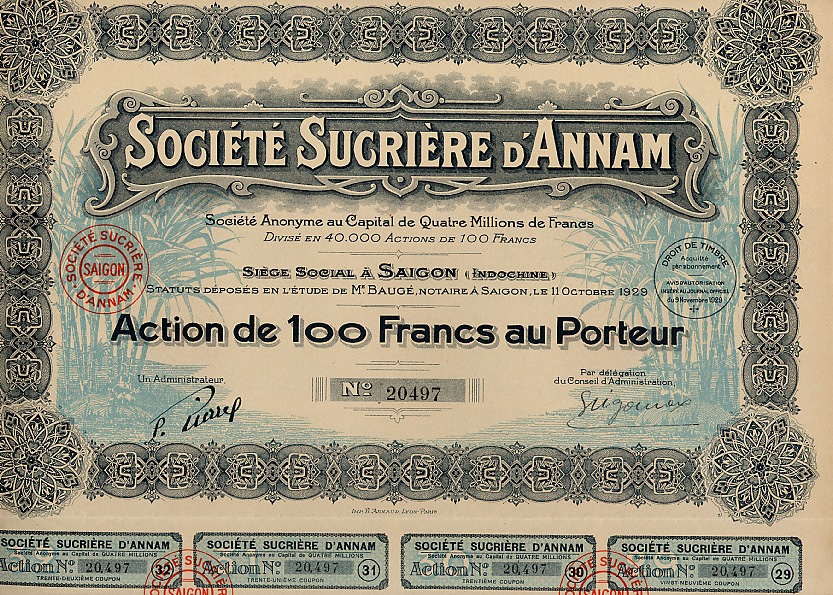 Stocks of Annamese Sugar Corporation