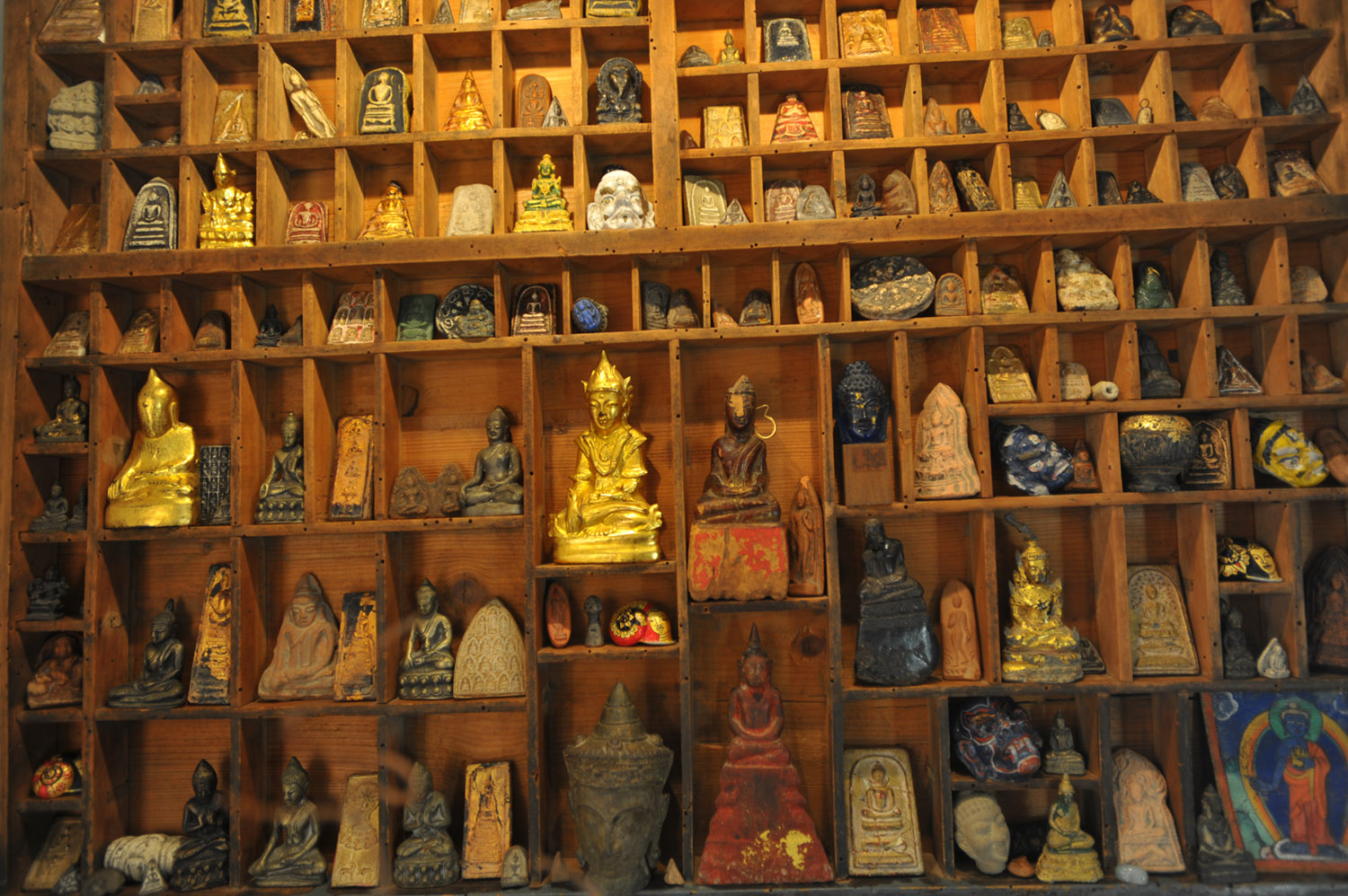 Drawer for typography used for displaying of thai amulets.  XIX Century. Carlo Sacco Collection.
