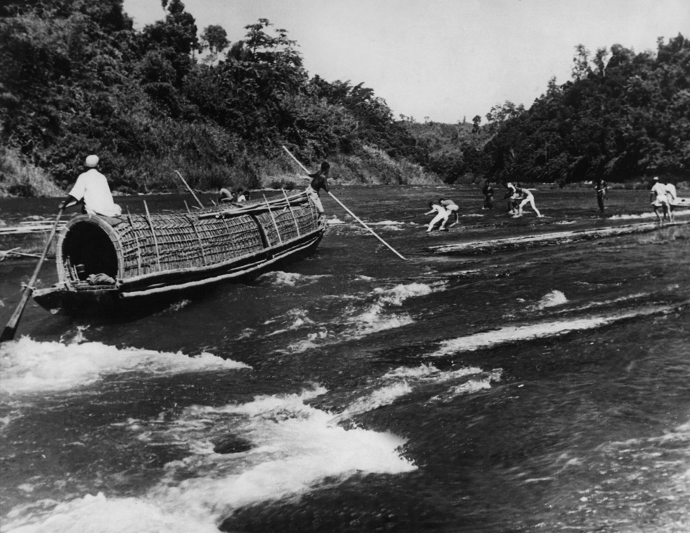 Supply Road on the river between Lushai Hills. Burma 1945